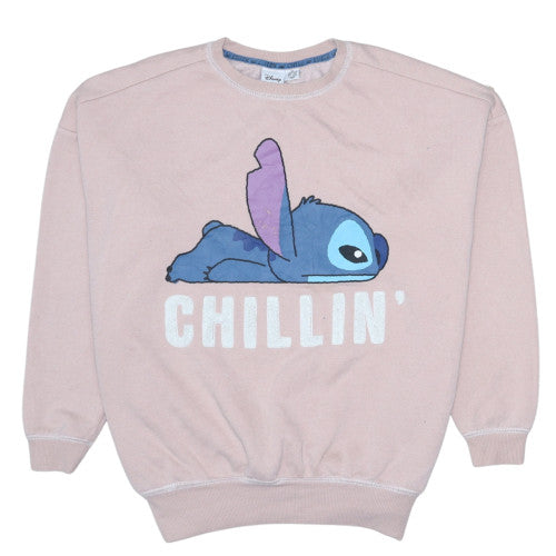 Disney Women Pink Stitch Chillin' Sweatshirt XS Pullover