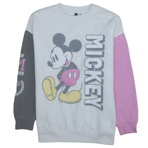 Disney Divided Women White Colourblock Mickey Sweatshirt Size S