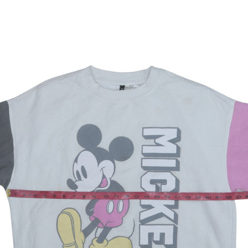 Disney Divided Women White Colourblock Mickey Sweatshirt Size S