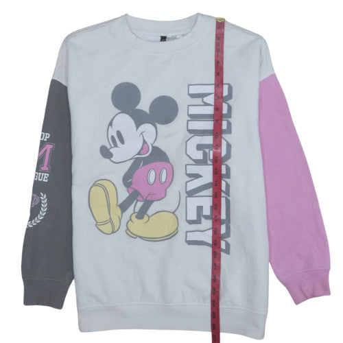 Disney Divided Women White Colourblock Mickey Sweatshirt Size S