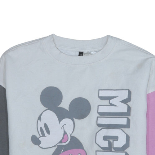 Disney Divided Women White Colourblock Mickey Sweatshirt Size S