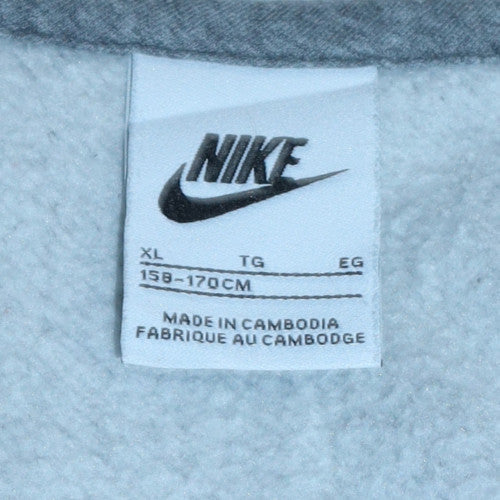 Nike Boys Grey Full Zip Hoodie XL 158-170cm Fleece Lined Sweatshirt