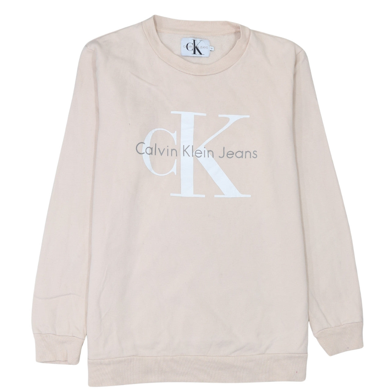 Calvin Klein Jeans Men's Beige Logo Pullover Sweatshirt Size M