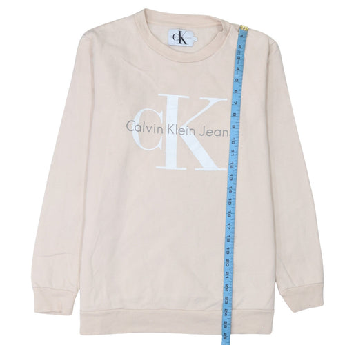 Calvin Klein Jeans Men's Beige Logo Pullover Sweatshirt Size M