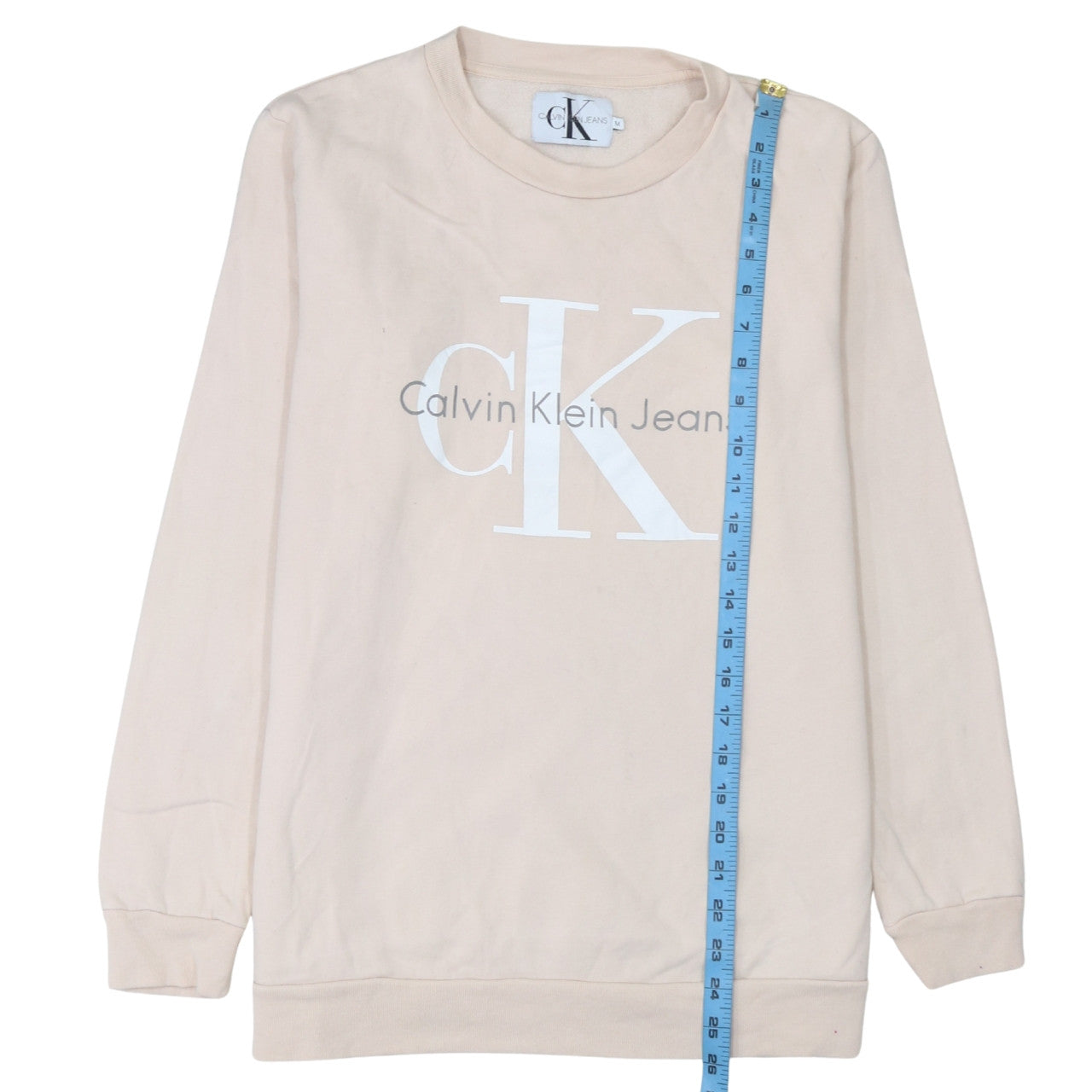 Calvin Klein Jeans Men's Beige Logo Pullover Sweatshirt Size M