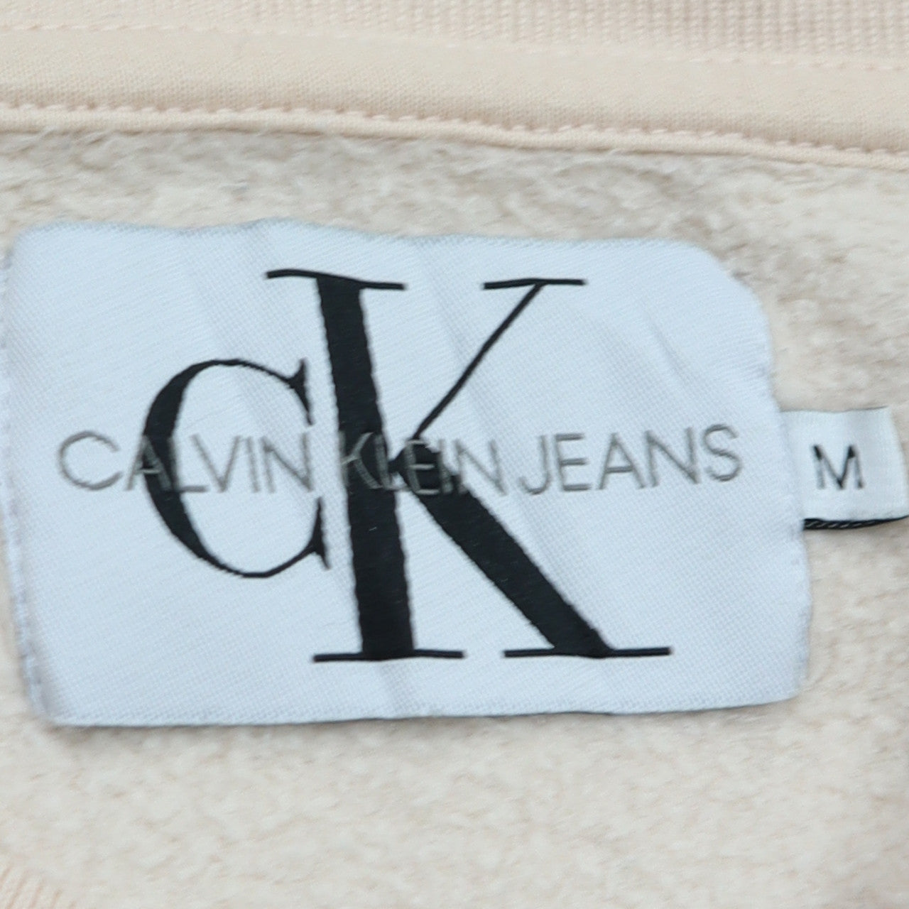 Calvin Klein Jeans Men's Beige Logo Pullover Sweatshirt Size M