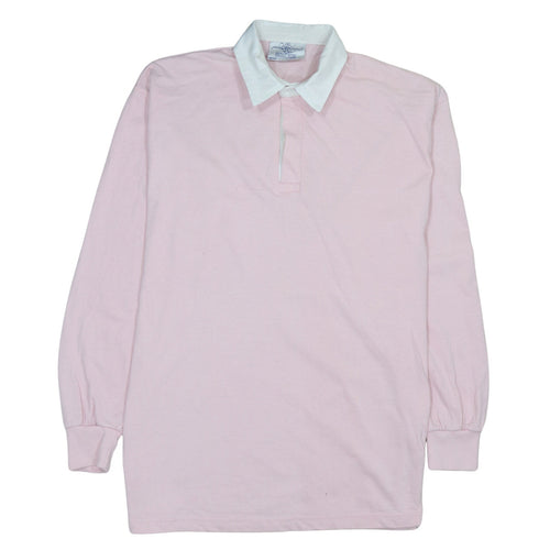 Front Row Men's Pink Collared Henley Rugby Sweatshirt XL