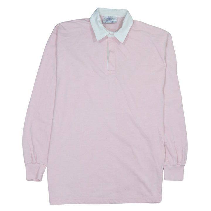 Front Row Men's Pink Collared Henley Rugby Sweatshirt XL
