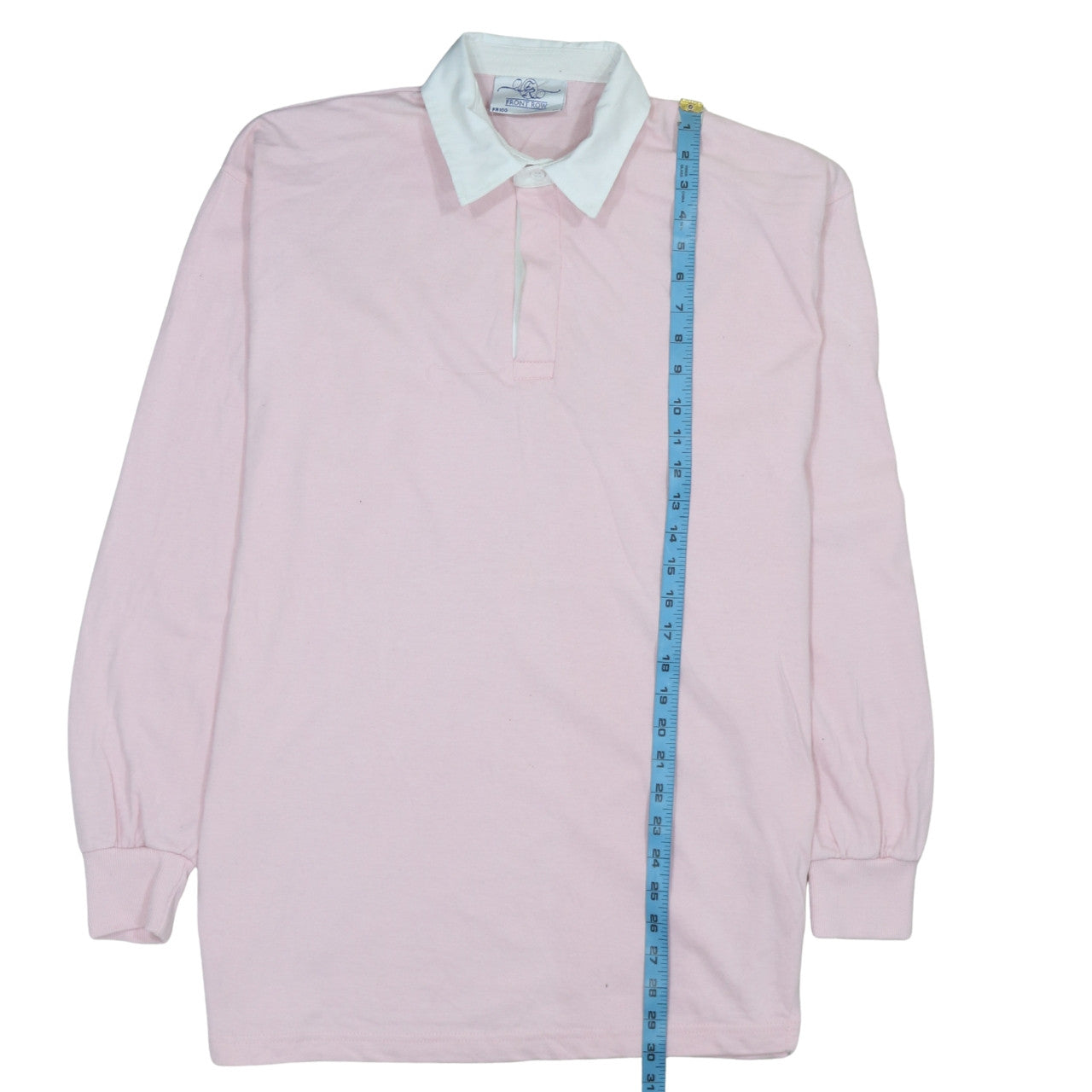 Front Row Men's Pink Collared Henley Rugby Sweatshirt XL