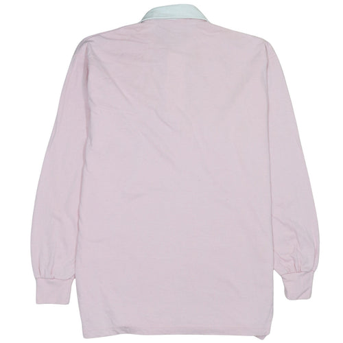 Front Row Men's Pink Collared Henley Rugby Sweatshirt XL
