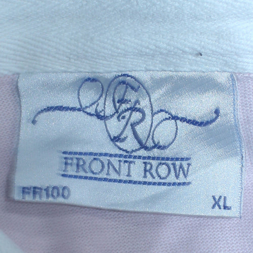 Front Row Men's Pink Collared Henley Rugby Sweatshirt XL