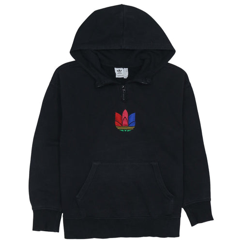 Adidas Originals Womens Black XS 1/4 Zip Hooded Sweatshirt