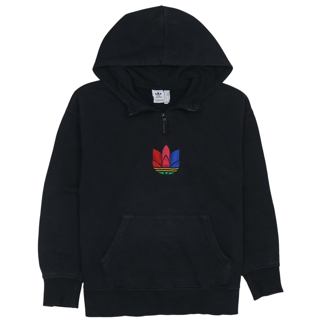 Adidas Originals Womens Black XS 1/4 Zip Hooded Sweatshirt