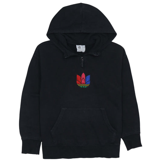 Adidas Originals Womens Black XS 1/4 Zip Hooded Sweatshirt