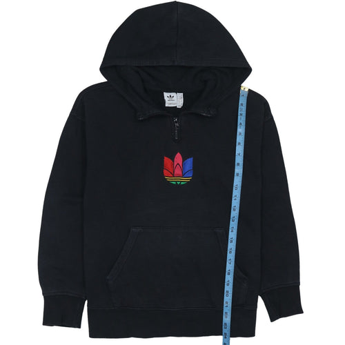 Adidas Originals Womens Black XS 1/4 Zip Hooded Sweatshirt