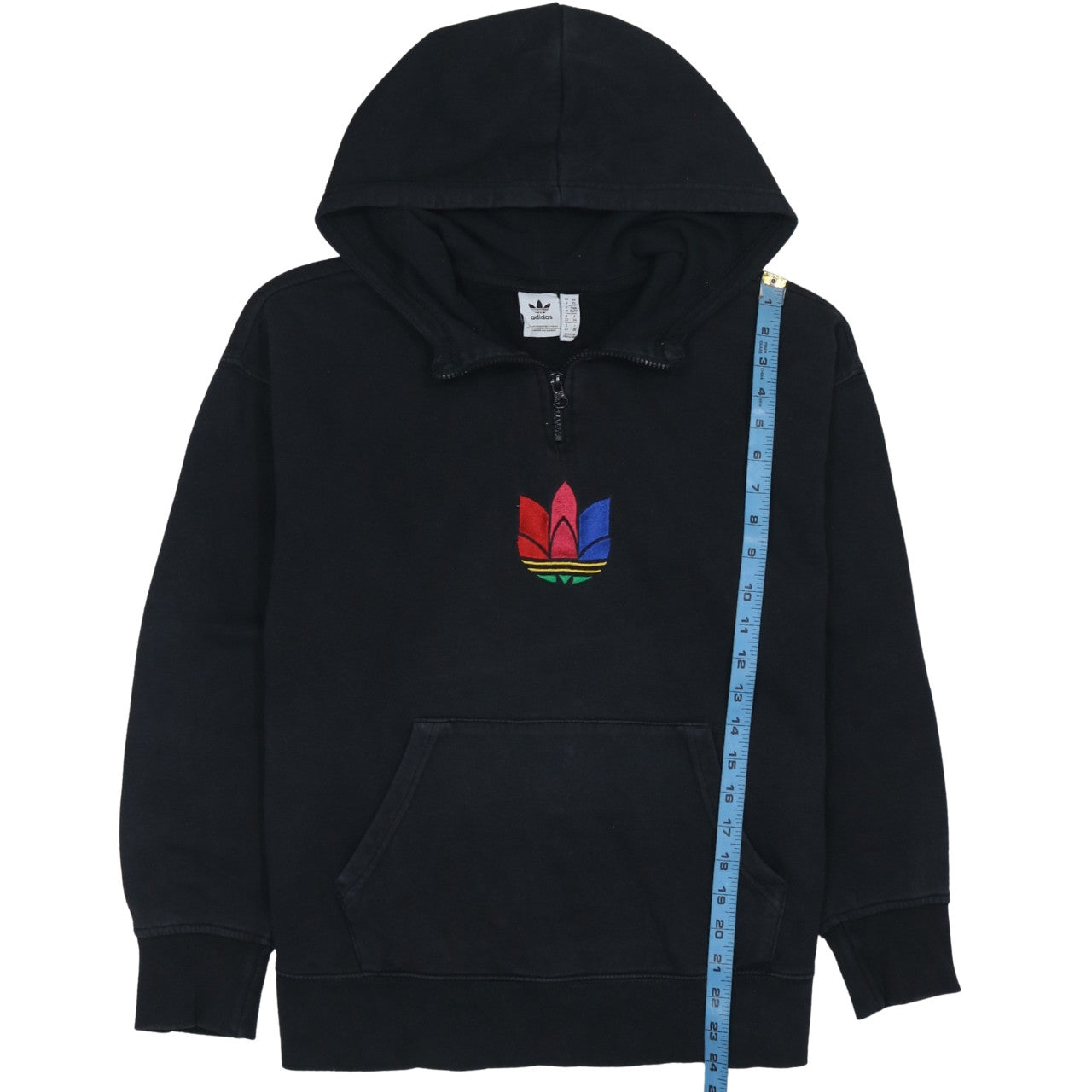 Adidas Originals Womens Black XS 1/4 Zip Hooded Sweatshirt