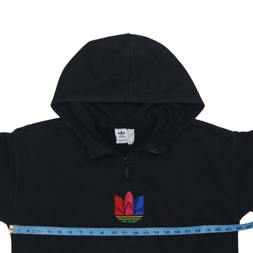 Adidas Originals Womens Black XS 1/4 Zip Hooded Sweatshirt