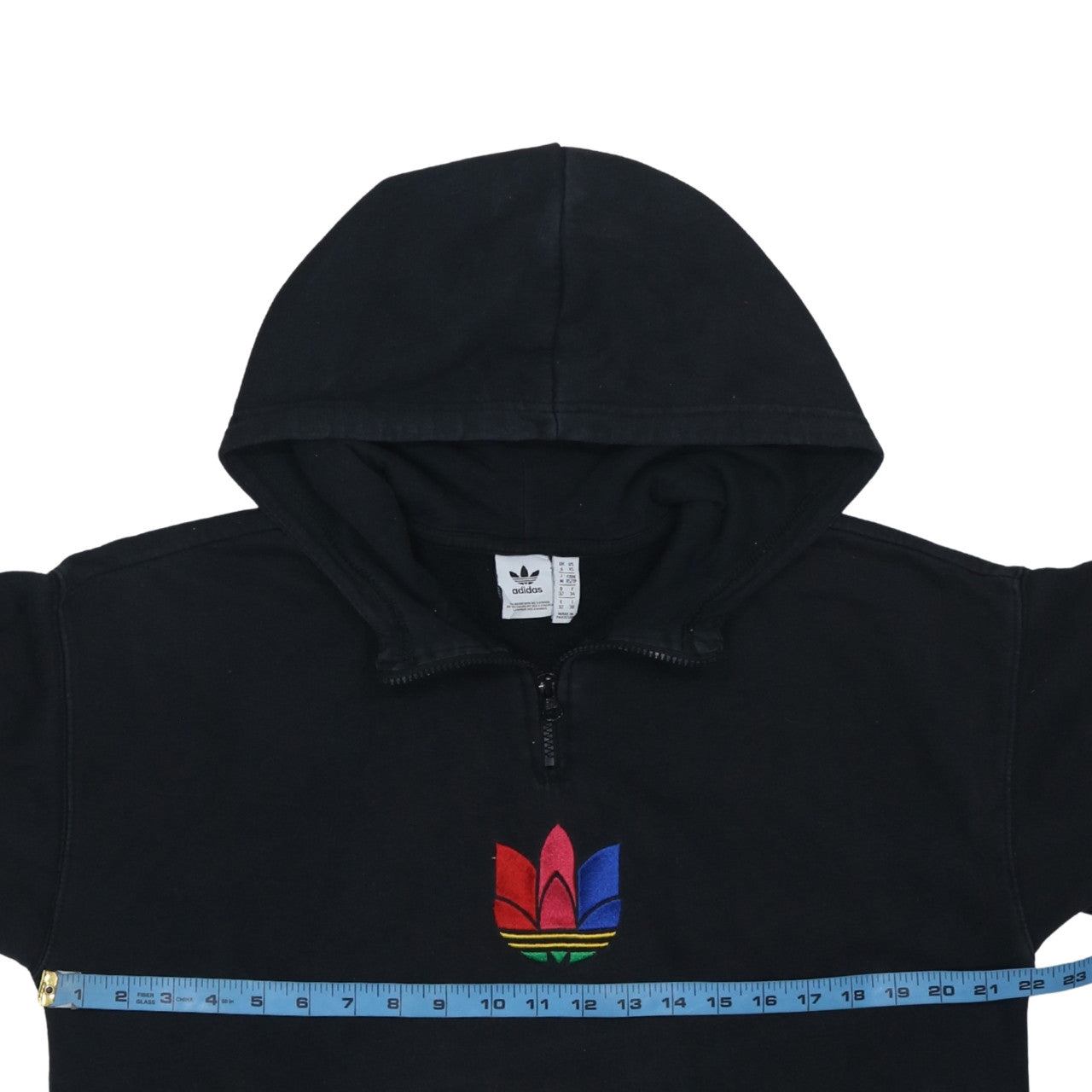 Adidas Originals Womens Black XS 1/4 Zip Hooded Sweatshirt
