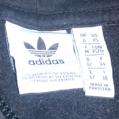 Adidas Originals Womens Black XS 1/4 Zip Hooded Sweatshirt