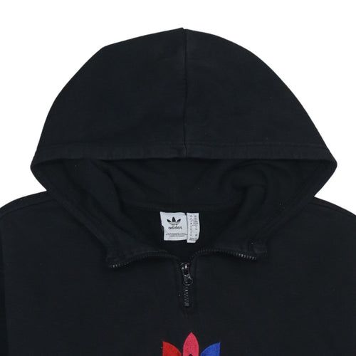 Adidas Originals Womens Black XS 1/4 Zip Hooded Sweatshirt