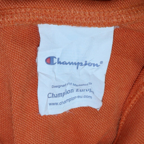 Champion Mens Orange Crew Neck Sweatshirt Medium Pullover Logo Athletic