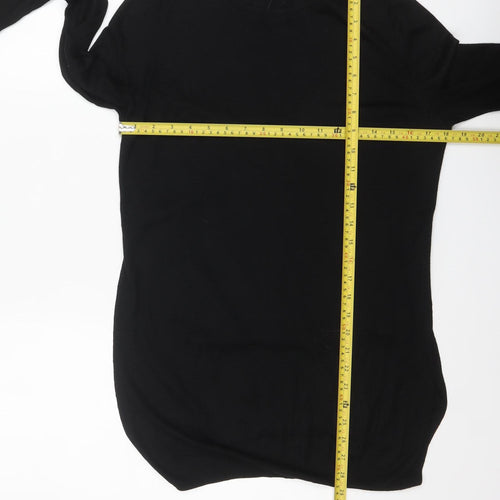 Zara Women Black Cotton Knit Long Sleeve Pullover Jumper Size 12