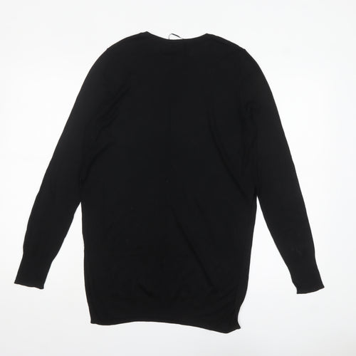 Zara Women Black Cotton Knit Long Sleeve Pullover Jumper Size 12