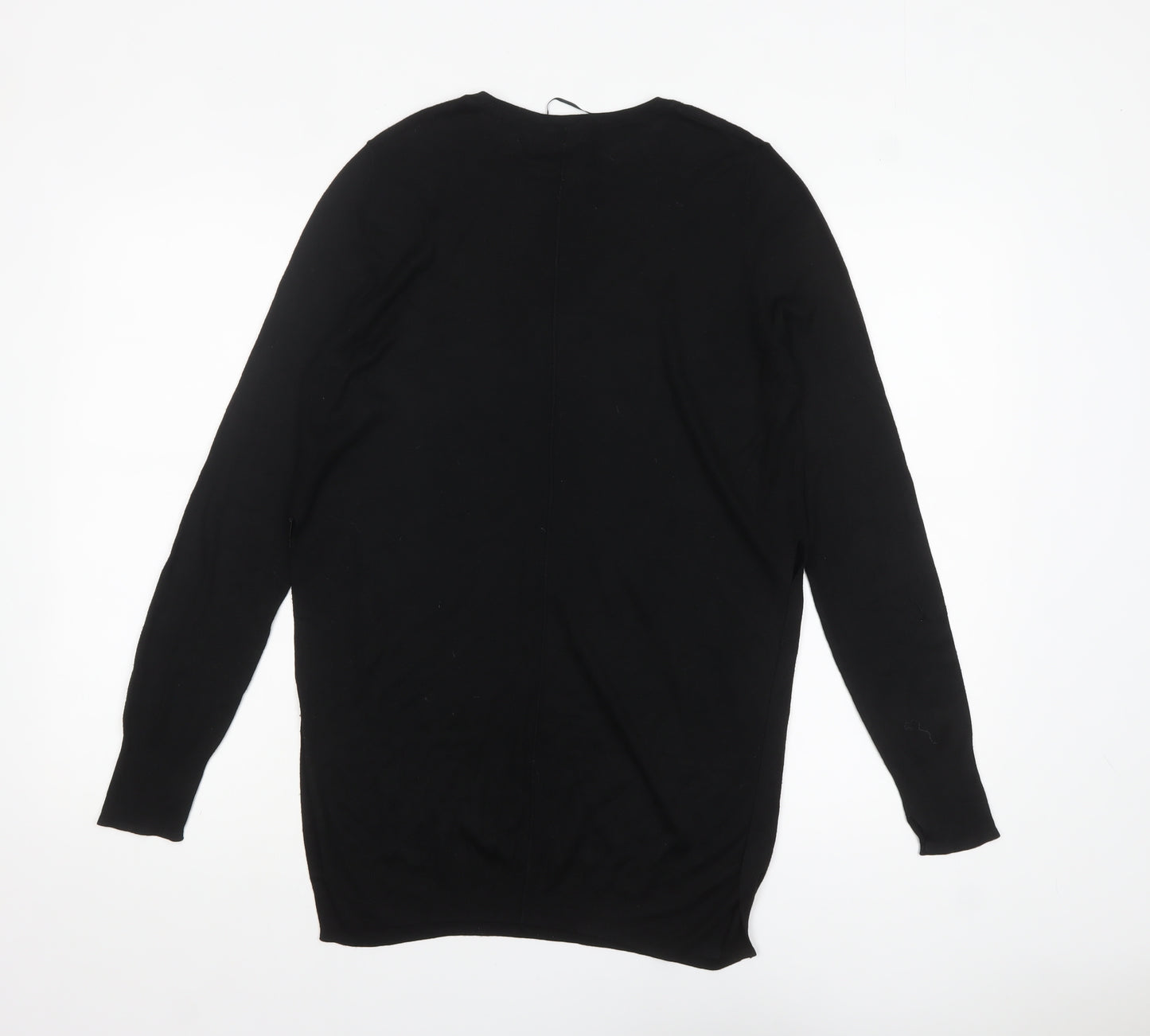 Zara Women Black Cotton Knit Long Sleeve Pullover Jumper Size 12