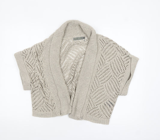 Mint Velvet Women Beige Open Knit Short Sleeve Cardigan Size 12