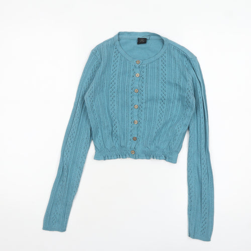 Tunsia Textiles Women's Blue Knit Button Cardigan Size S