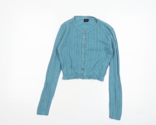 Tunsia Textiles Women's Blue Knit Button Cardigan Size S
