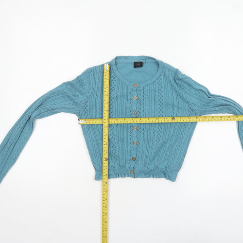Tunsia Textiles Women's Blue Knit Button Cardigan Size S