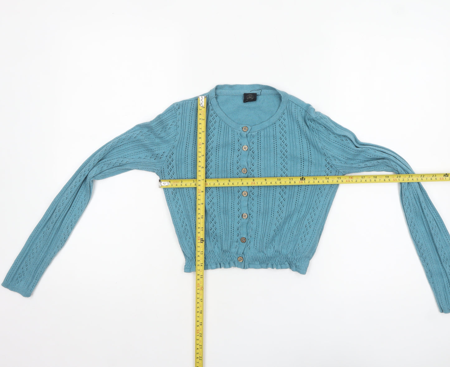 Tunsia Textiles Women's Blue Knit Button Cardigan Size S