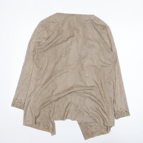 Klass Women's Beige Suede Look Studded Open Jacket Size M