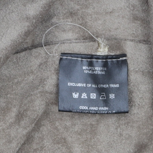 Klass Women's Beige Suede Look Studded Open Jacket Size M