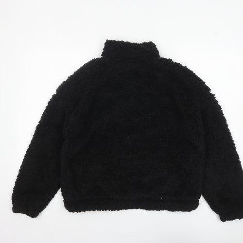 New Look Women Black Fleece 1/2 Zip Pullover Hoodie Size M