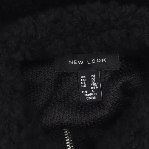 New Look Women Black Fleece 1/2 Zip Pullover Hoodie Size M