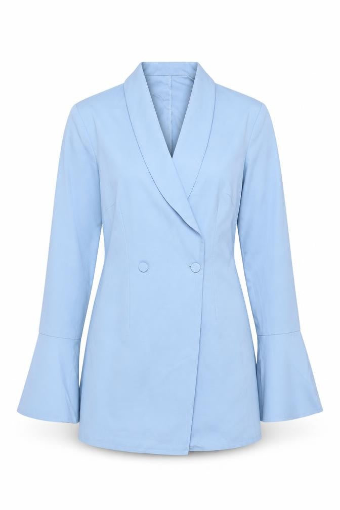 PrettyLittleThing Women Blue Blazer Jacket UK 12 Long Sleeve Double-Breasted