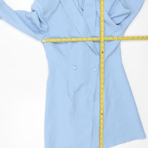 PrettyLittleThing Women Blue Blazer Jacket UK 12 Long Sleeve Double-Breasted
