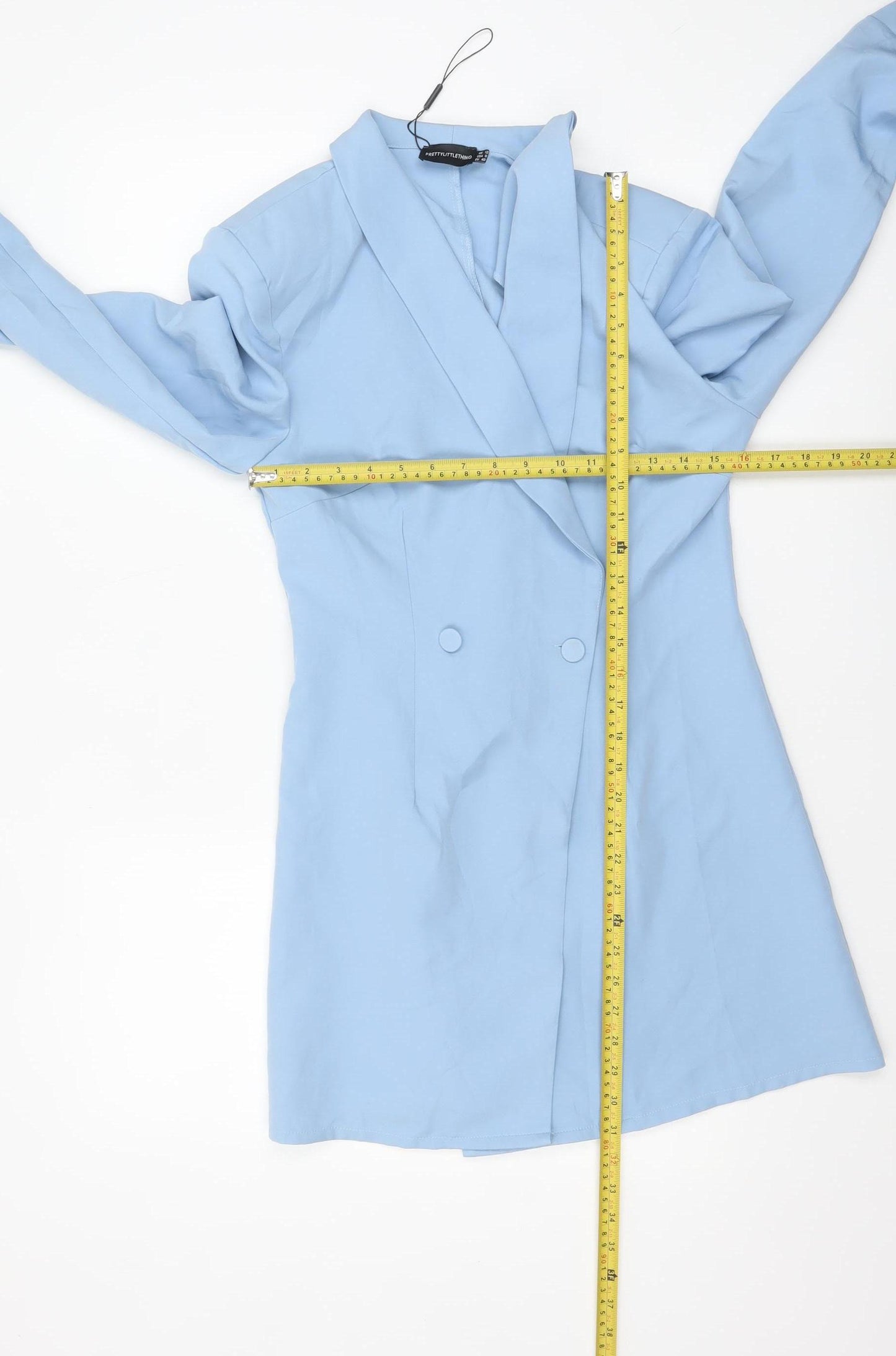 PrettyLittleThing Women Blue Blazer Jacket UK 12 Long Sleeve Double-Breasted