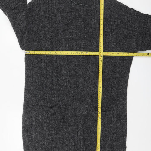 Fransa Women Grey Long Sleeve Open Front Knit Cardigan L