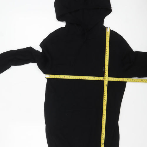 AllSaints Men’s Black Merino Wool Hooded Pullover Jumper Medium