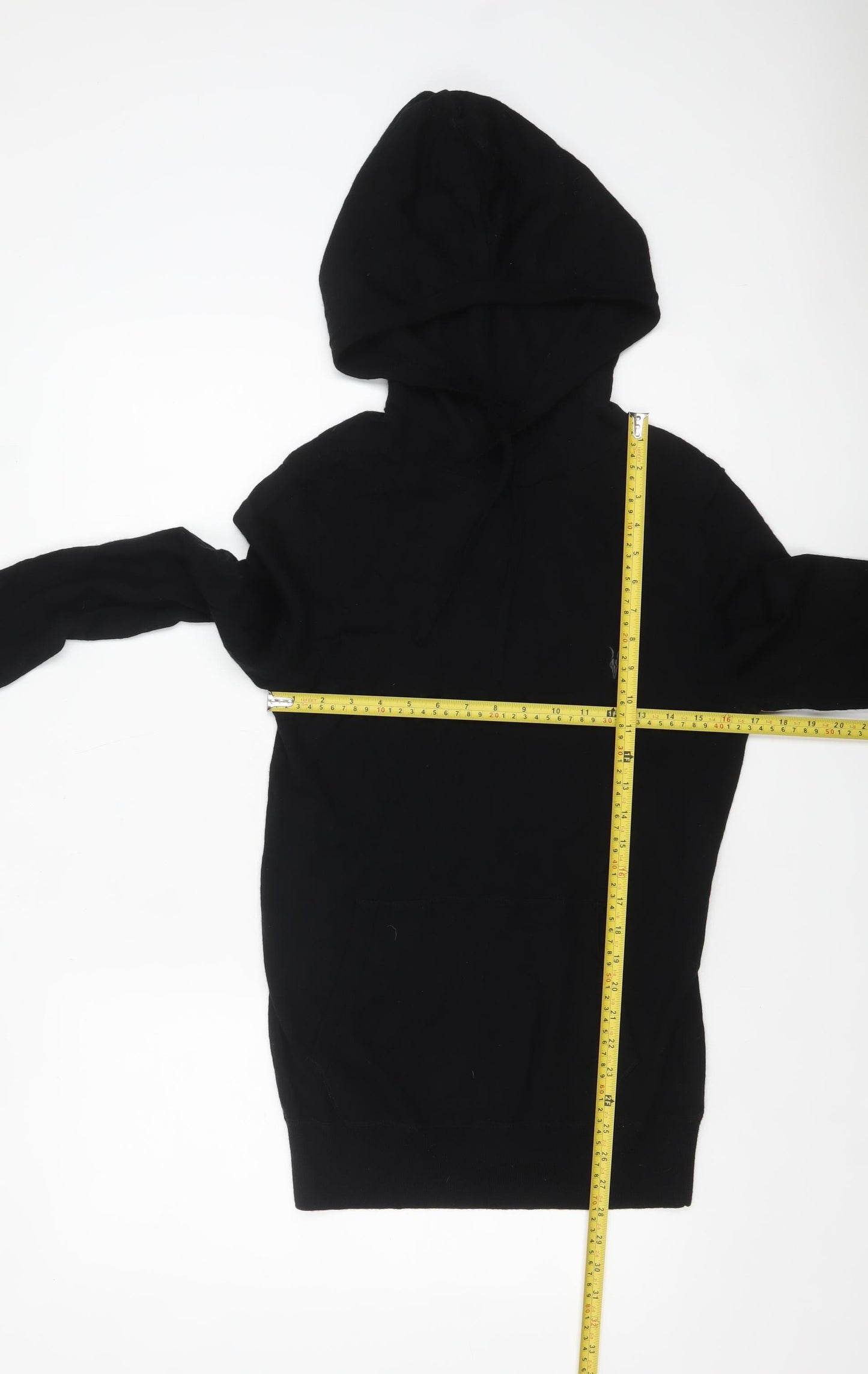 AllSaints Men’s Black Merino Wool Hooded Pullover Jumper Medium