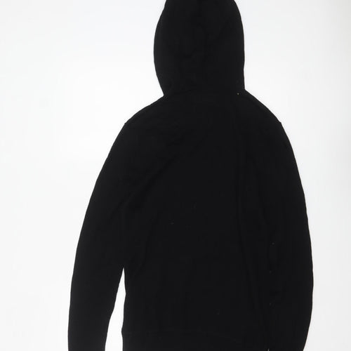 AllSaints Men’s Black Merino Wool Hooded Pullover Jumper Medium