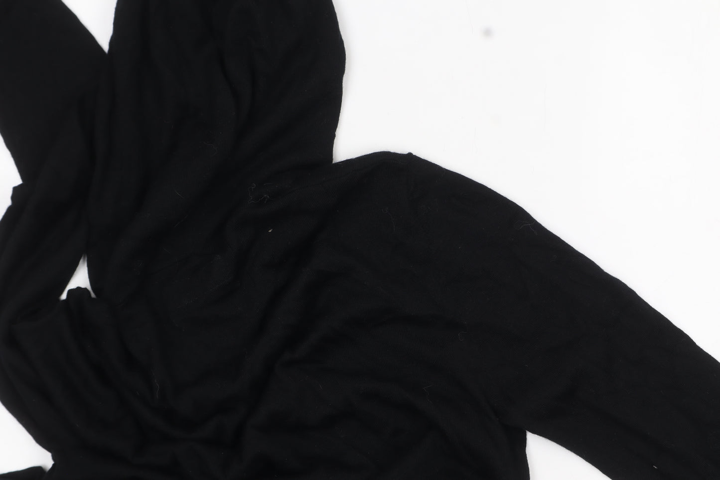 AllSaints Men’s Black Merino Wool Hooded Pullover Jumper Medium