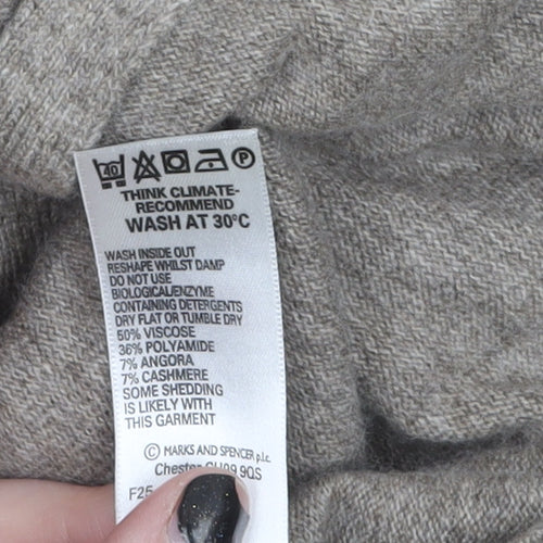 Marks and Spencer Women’s Beige Angora Cashmere Blend Long Sleeve Cardigan Size 16-18