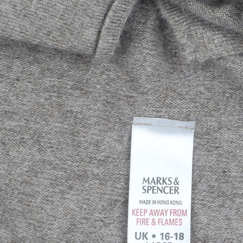 Marks and Spencer Women’s Beige Angora Cashmere Blend Long Sleeve Cardigan Size 16-18