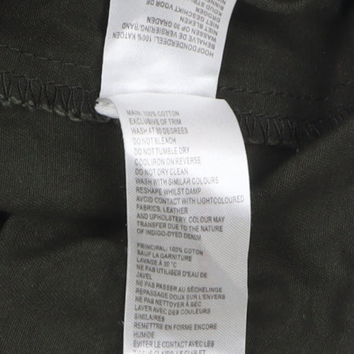 boohooMAN Men's Green Cotton Military Jacket L Regular Zip Pockets
