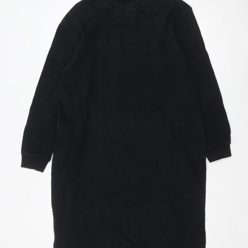 Zara Women Black Size 12 Long Sleeve Cotton T-Shirt Dress