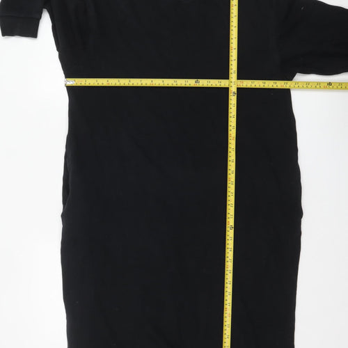 Zara Women Black Size 12 Long Sleeve Cotton T-Shirt Dress